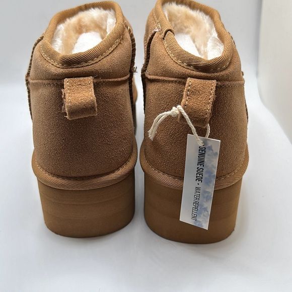 CUSHIONAIRE Women's Genuine Suede pull on platform boot +Memory Foam 9 CHESTNUT - Picture 4 of 7